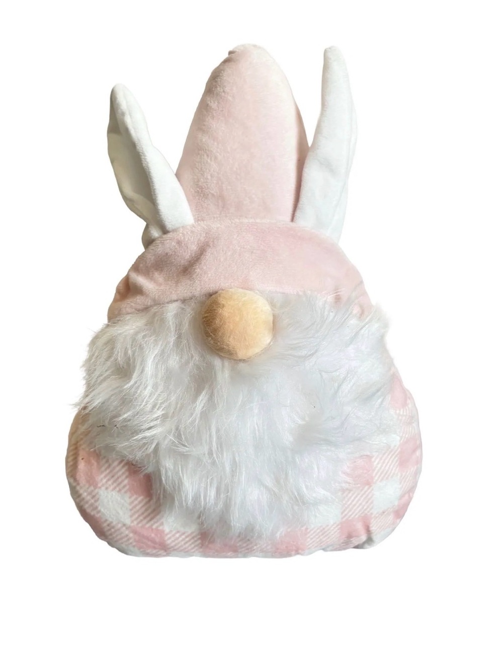 Pink Gingham Bunny Gnome Plush - Easter Spring Home Decor